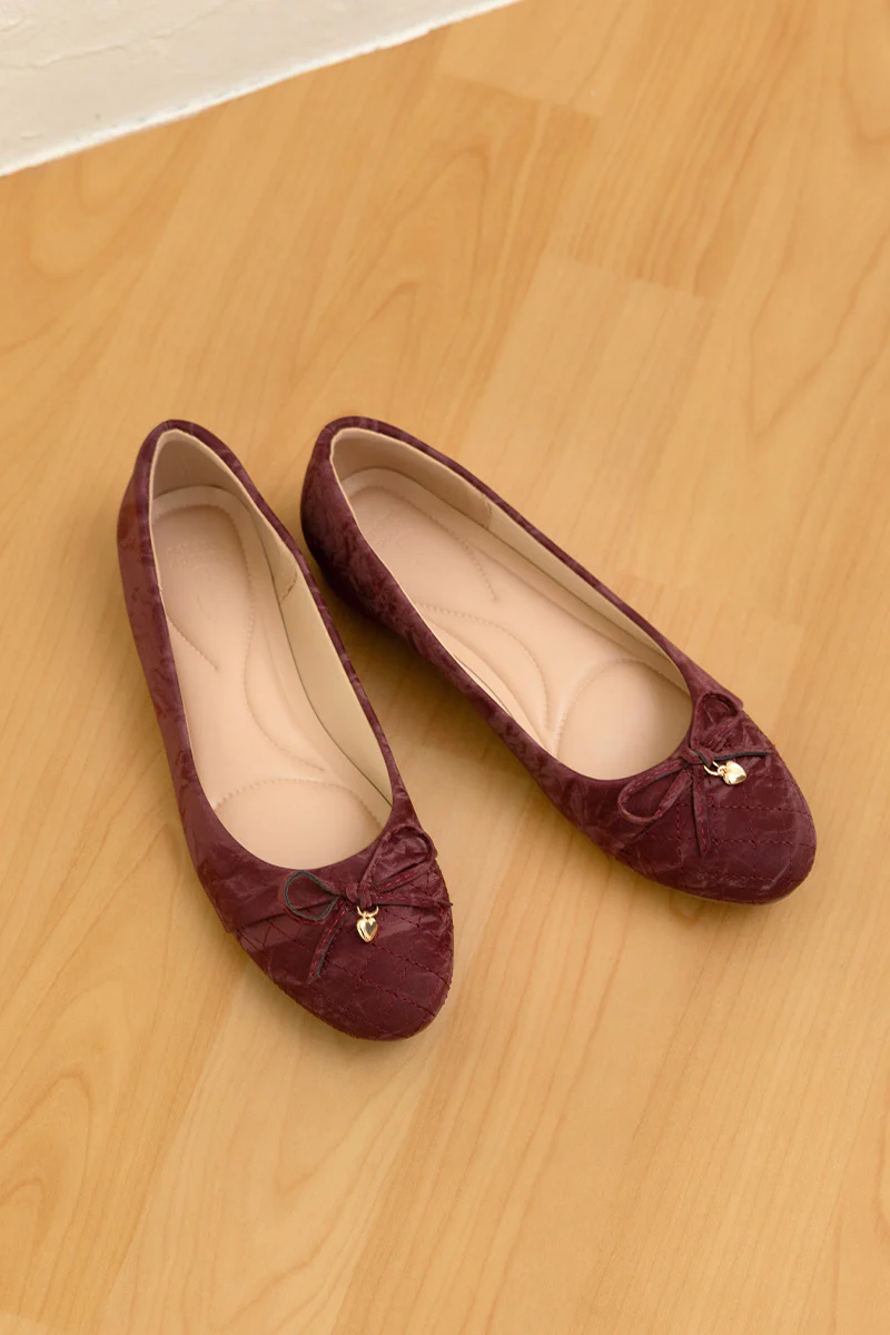 Soren Cloud Ballet Flats in Waterproof Satin Bordeaux Red - Image 6
