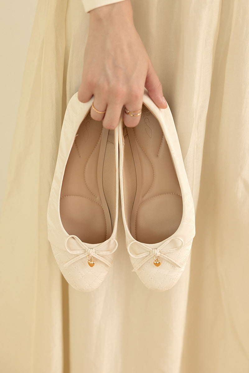 Soren Cloud Ballet Flats in Waterproof Satin Cream - Image 2