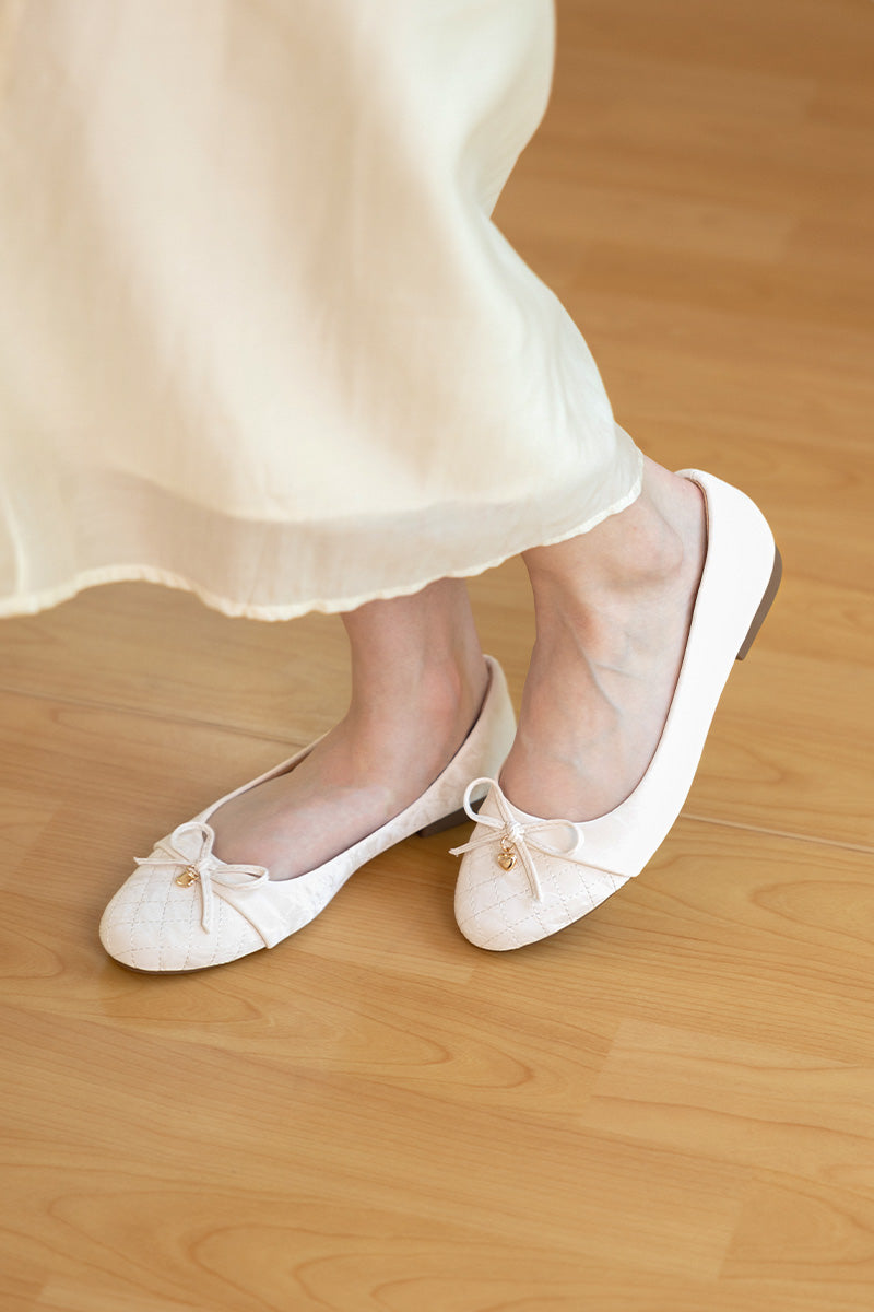 Soren Cloud Ballet Flats in Waterproof Satin Cream - Image 3