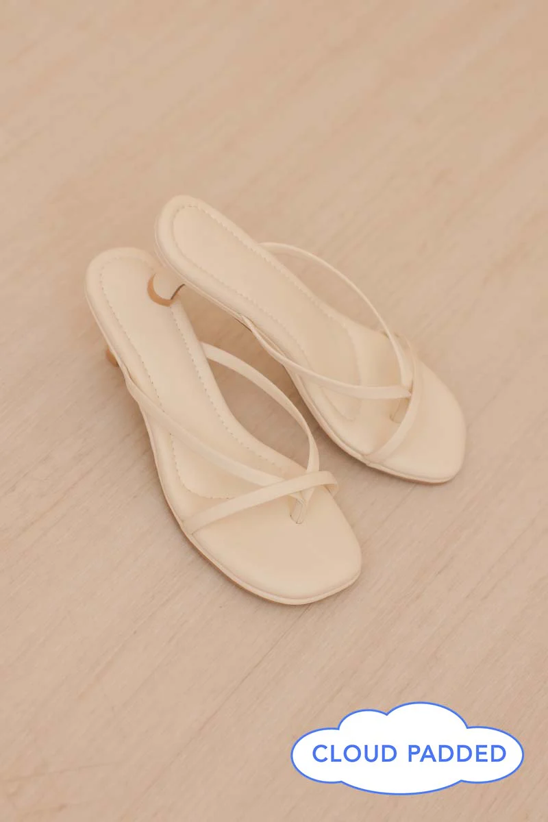 Talia Cloud Strappy Kitten Heels in Cream