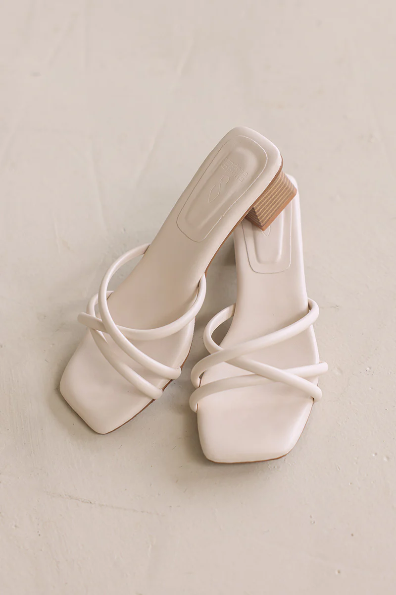 Tayra Strappy Cloud Block Heels in Cream - Image 4