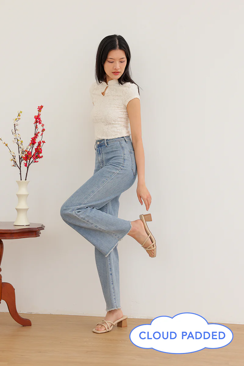 Tayra Strappy Cloud Block Heels in Nude