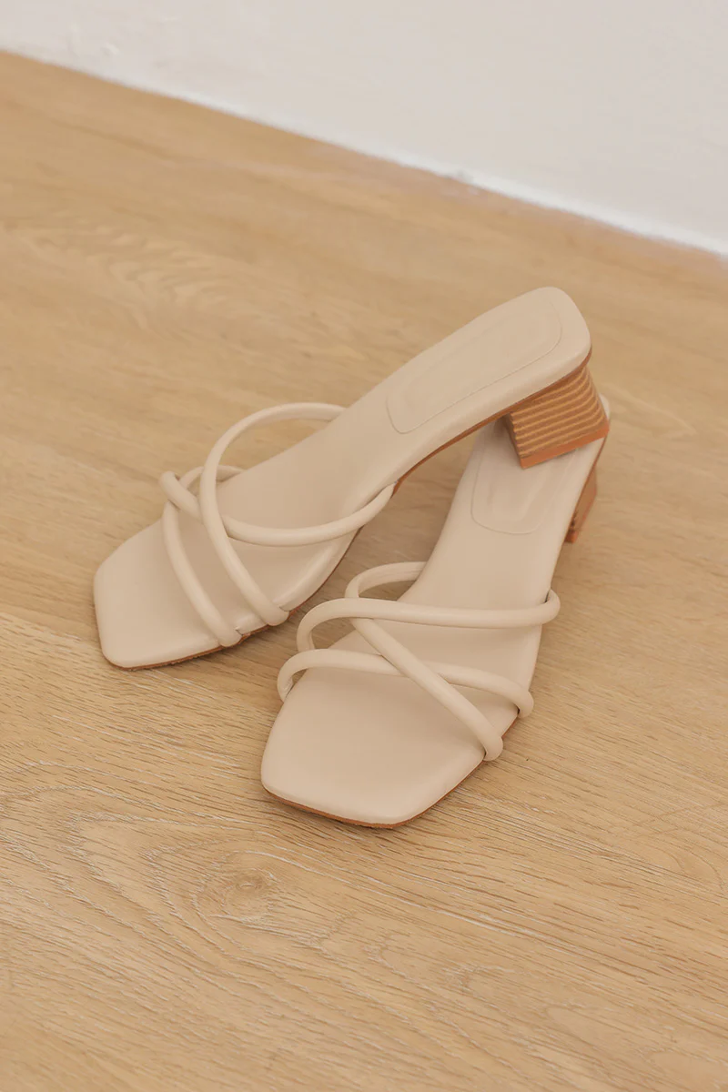Tayra Strappy Cloud Block Heels in Nude - Image 4
