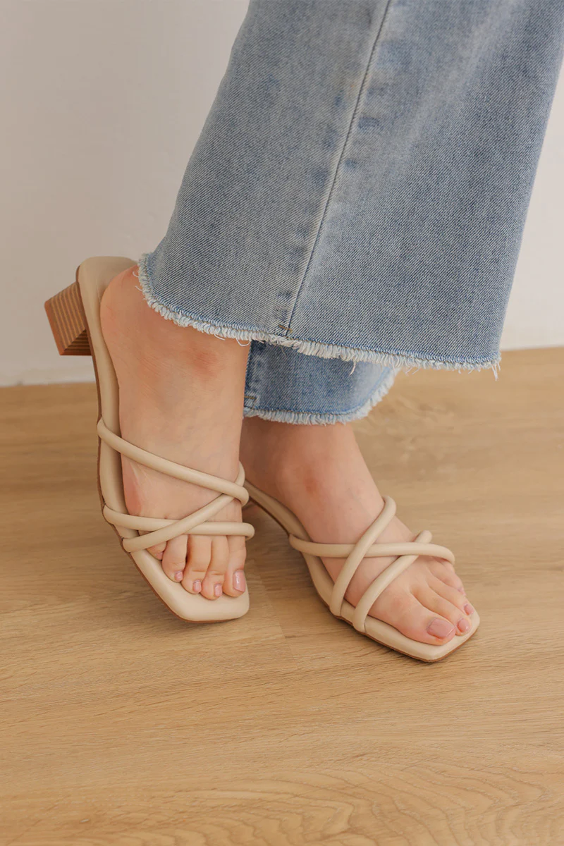 Tayra Strappy Cloud Block Heels in Nude - Image 6