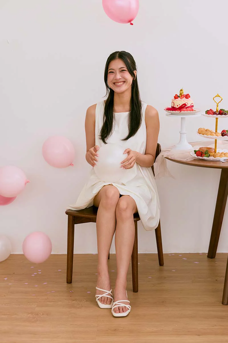 Tayra Strappy Cloud Block Heels in Waterproof Linen Cream - Image 2