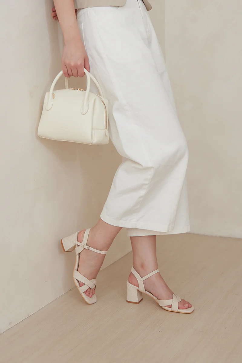 Thoren Sandal Heels in Waterproof Linen - Image 3