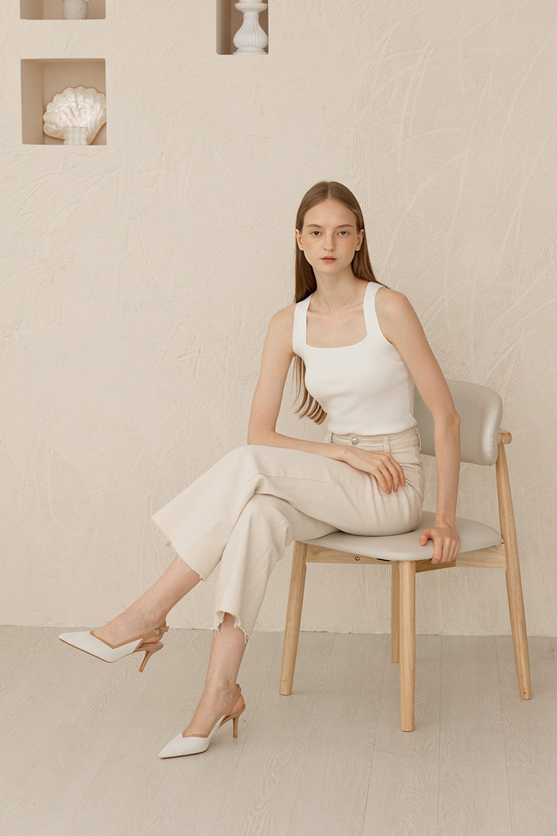 Valentina Flyknit Slingback Heels in Cream Nude Contrast - Image 2
