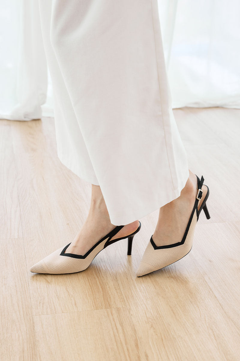 Valentina Flyknit Slingback Heels in Nude - Image 3