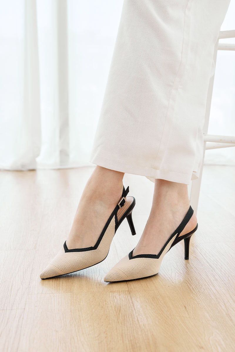 Valentina Flyknit Slingback Heels in Nude Contrast - Image 3