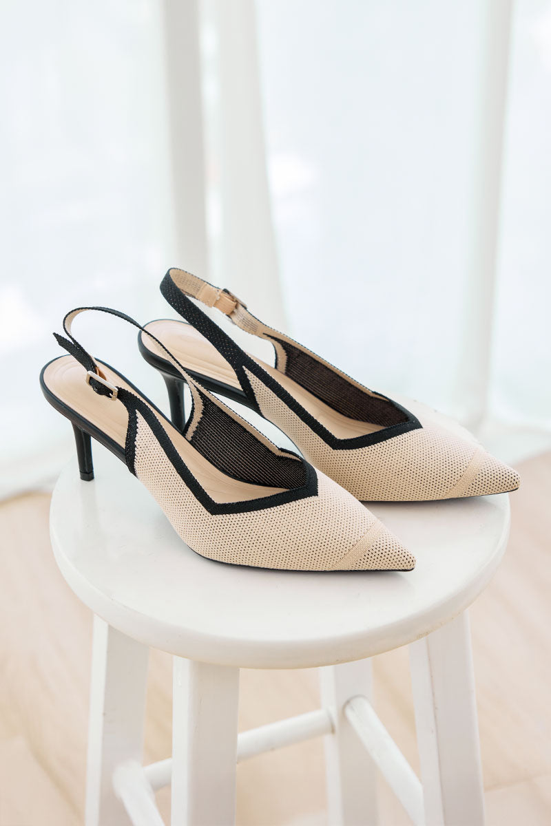 Valentina Flyknit Slingback Heels in Nude Contrast - Image 6