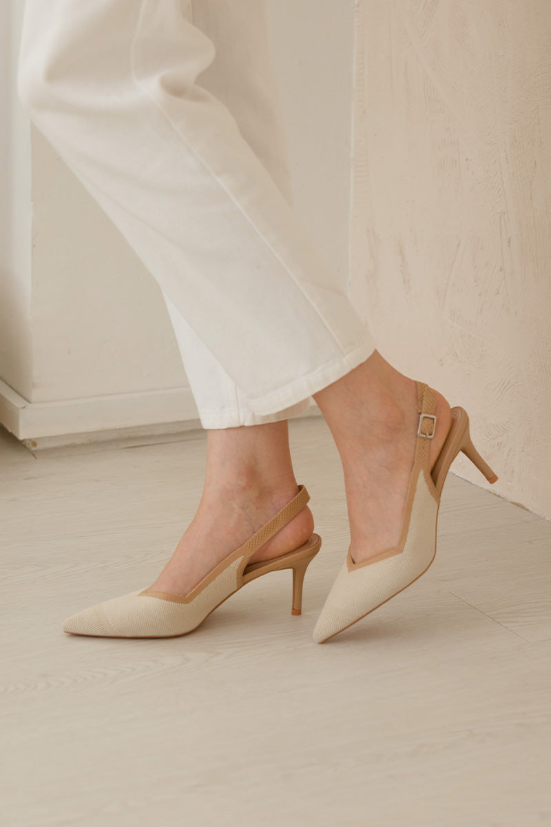 Valentina Flyknit Slingback Heels in Nude Duo Tone - Image 2