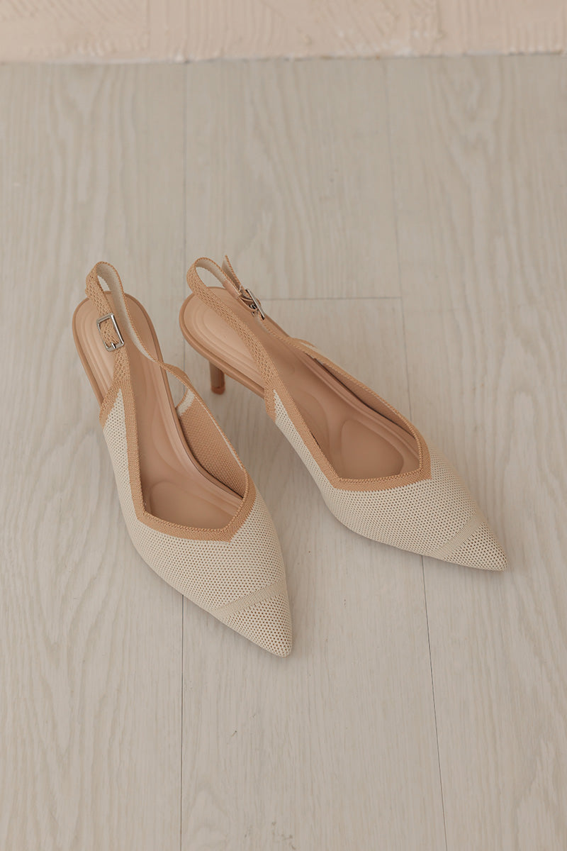 Valentina Flyknit Slingback Heels in Nude Duo Tone - Image 5