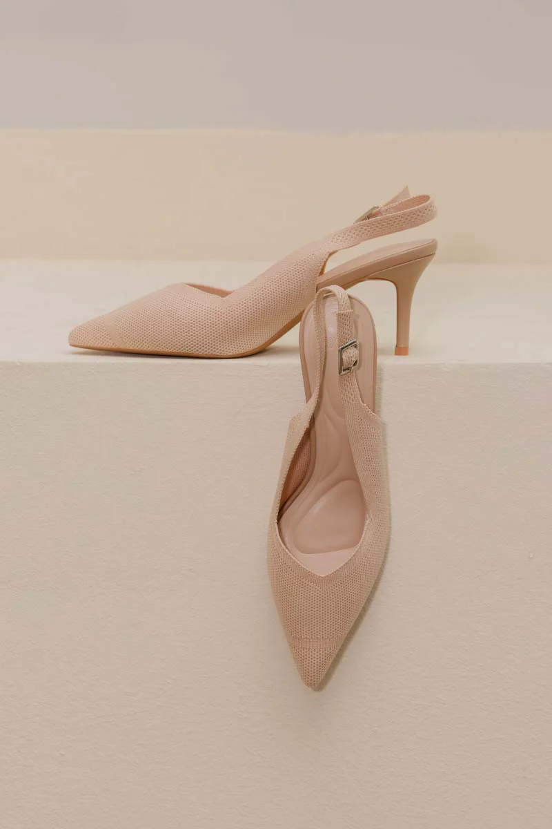 Valeria Flyknit Slingback Heels in Nude - Image 2