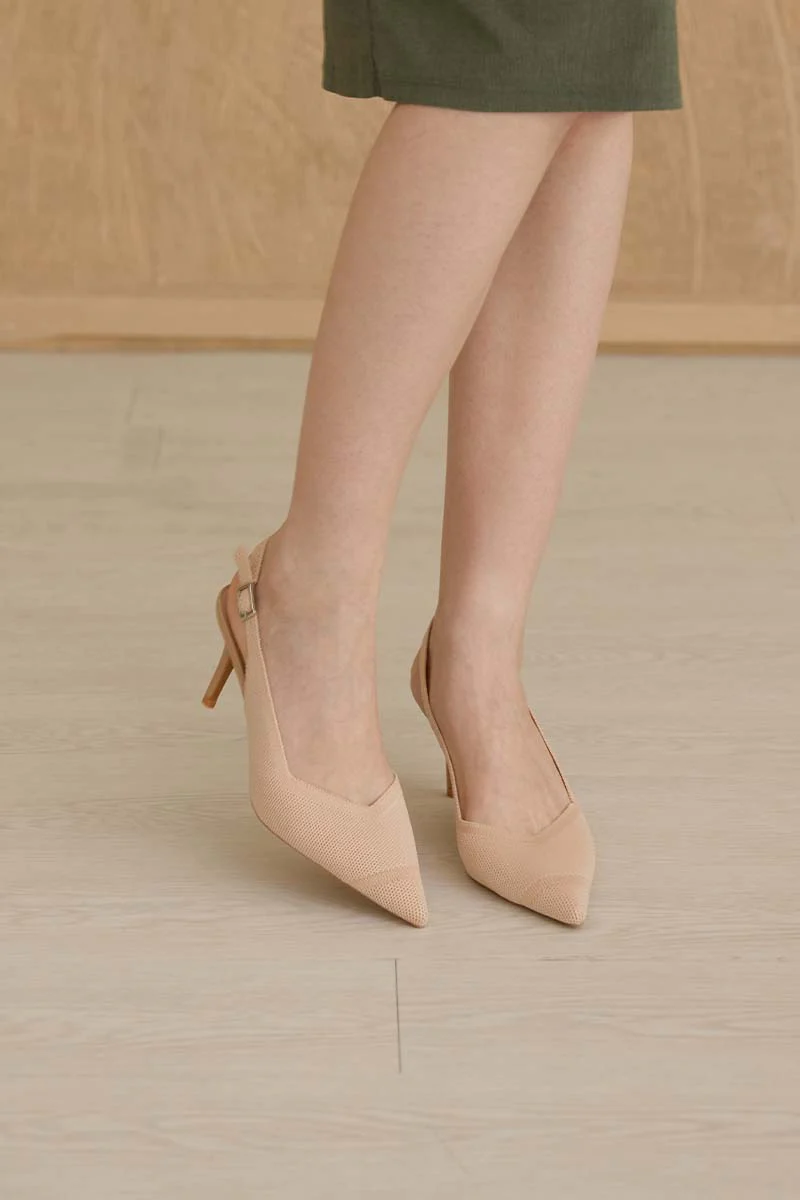 Valeria Flyknit Slingback Heels in Nude - Image 3