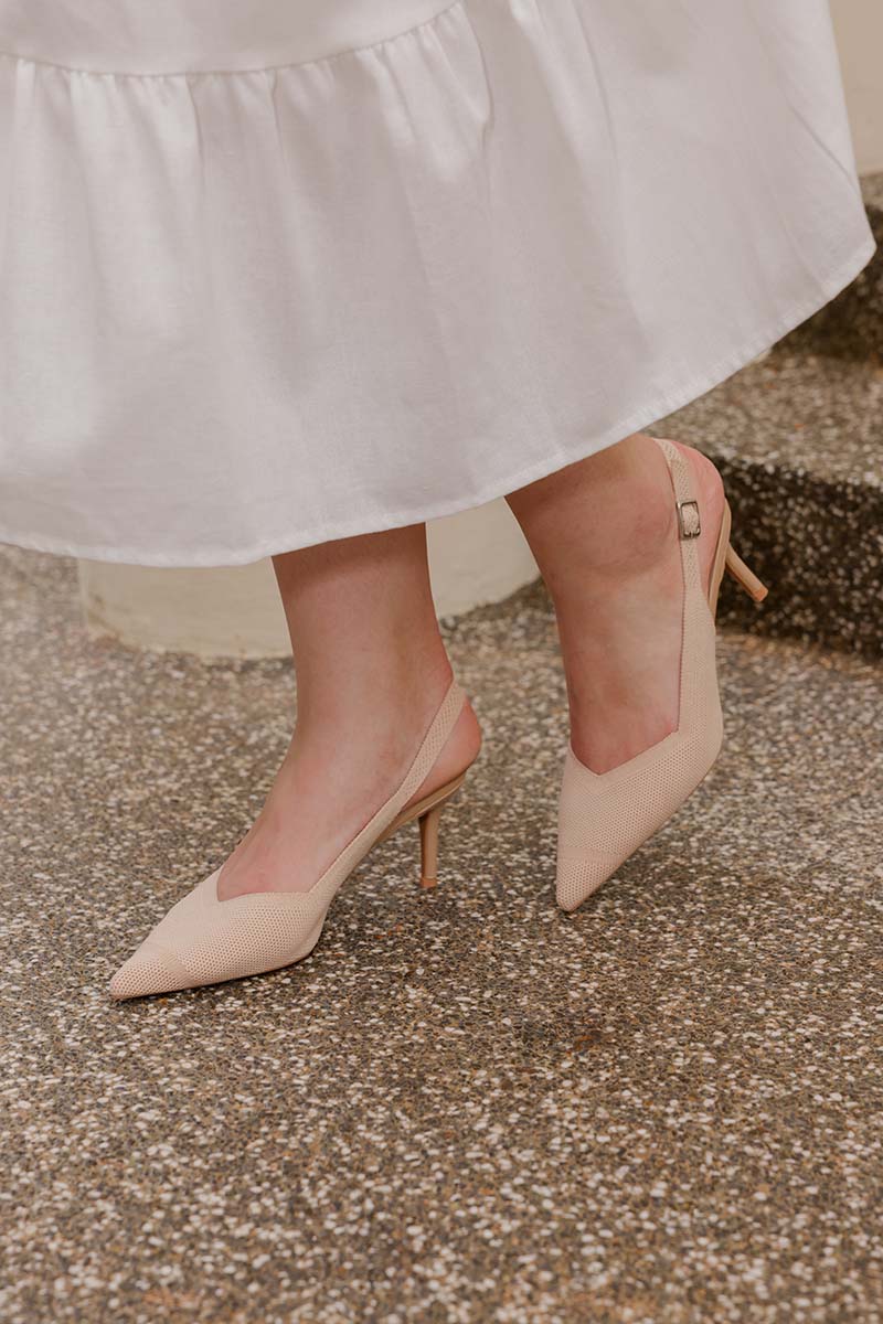 Valeria Flyknit Slingback Heels in Nude - Image 6
