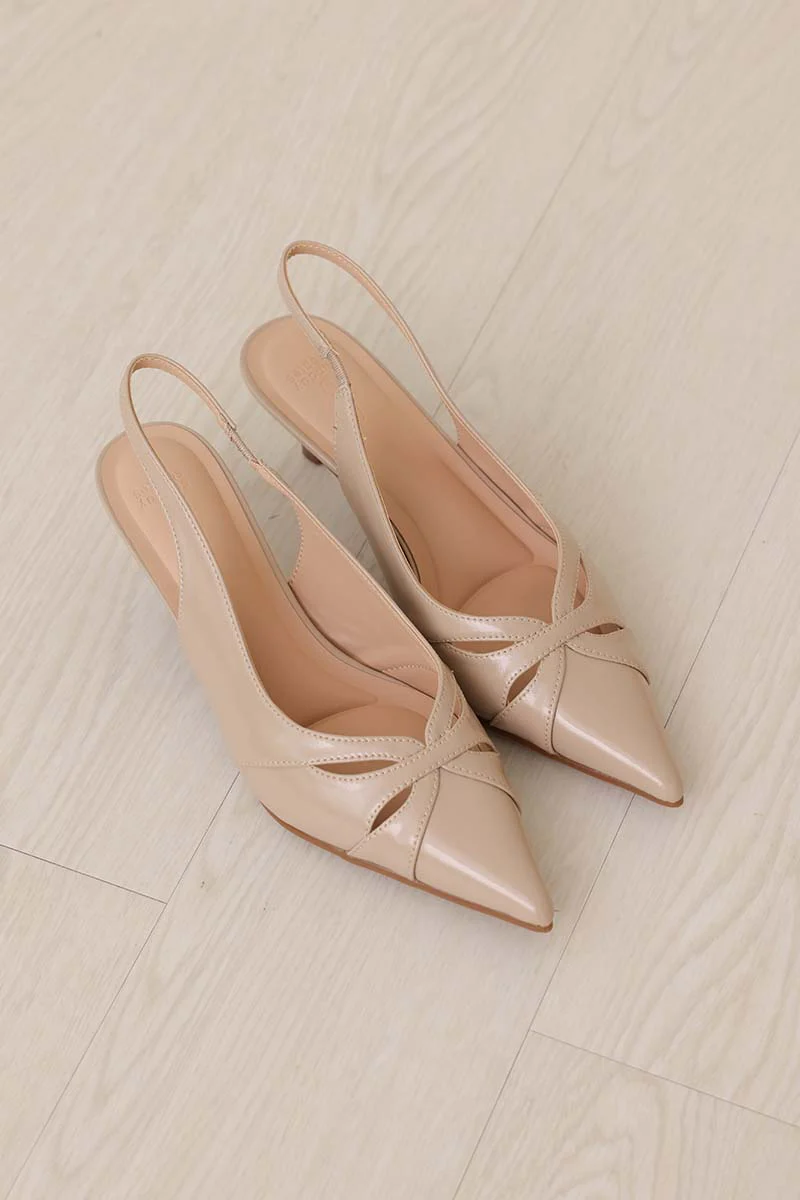 Velora Slingback Kitten Heels in Taupe - Image 5