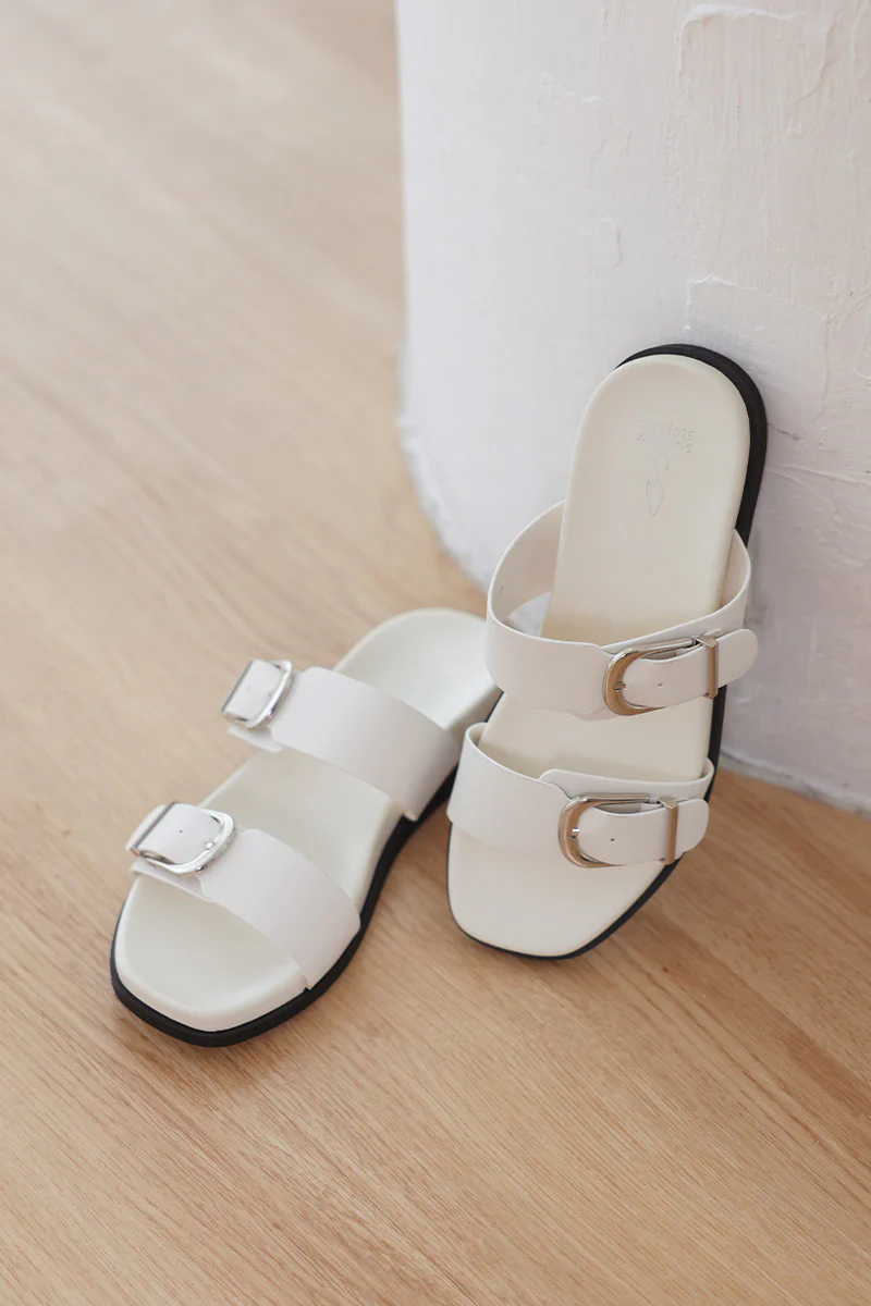 Veya Two Strap Sandals in Cream - Image 6