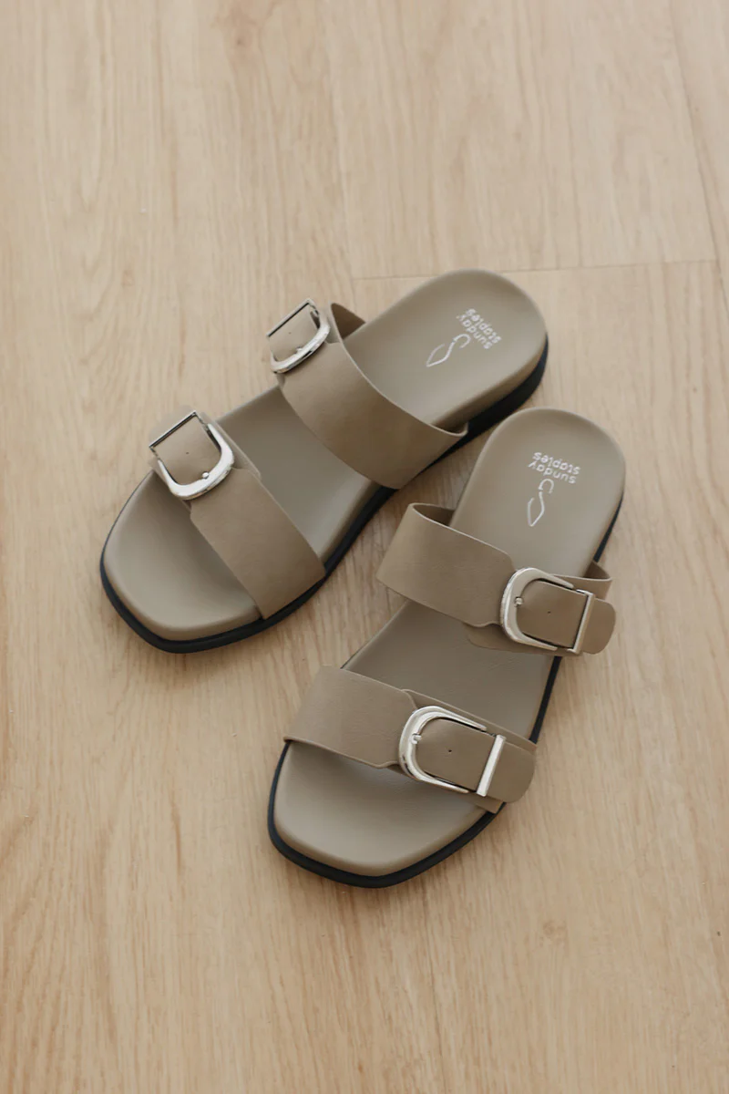 Veya Two Strap Sandals in Suede Brown - Image 6