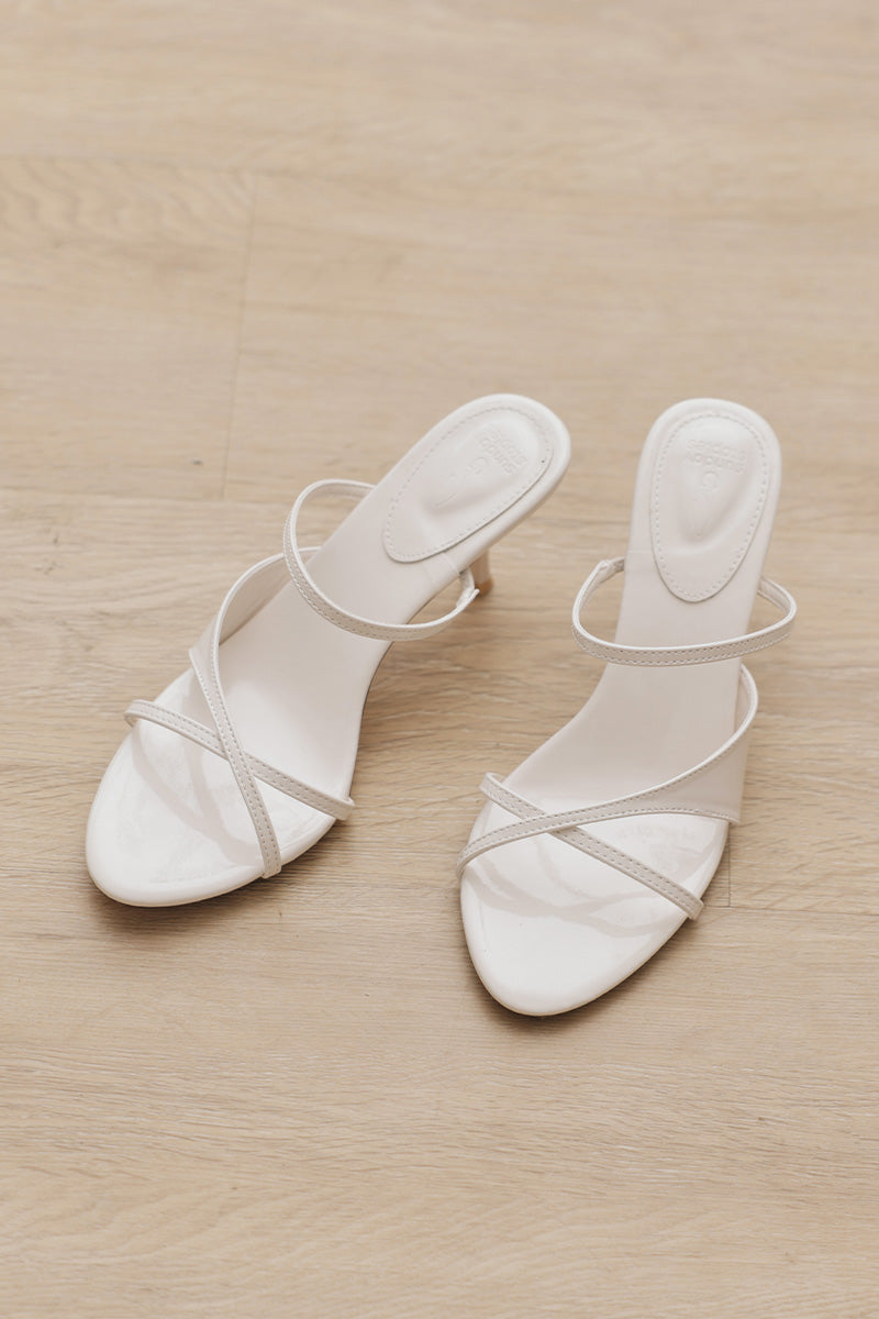 Vianne Strappy Heels in Cream Patent - Image 6
