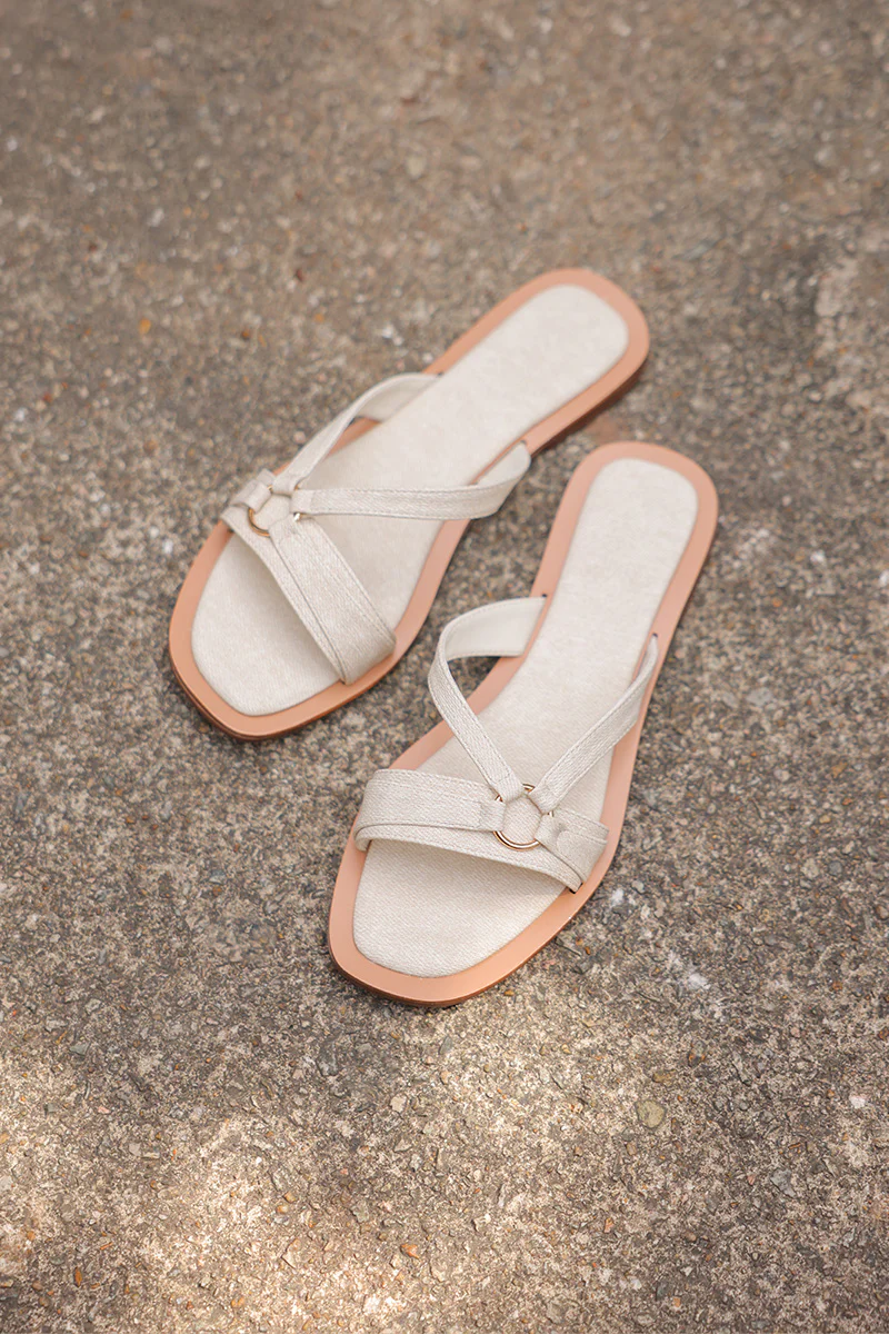 Violetta Sliders in Waterproof Linen - Image 3