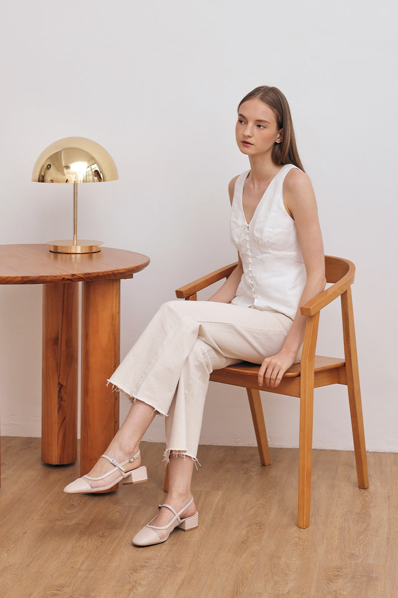 Wynna Mesh Maryjane Slingback Heels in Nude - Image 4