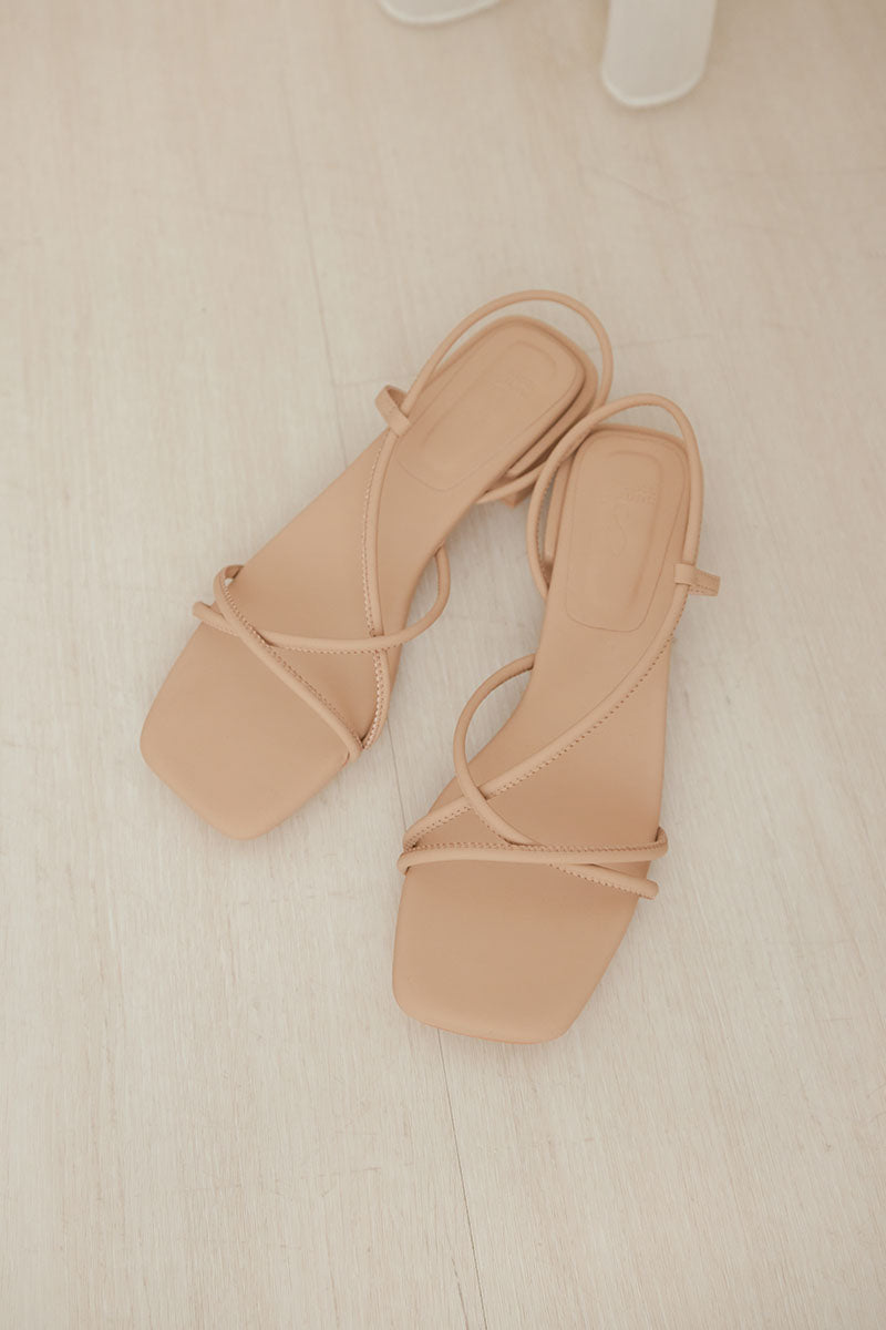 Zaddey Strappy Low Heel Sandals in Nude - Image 6