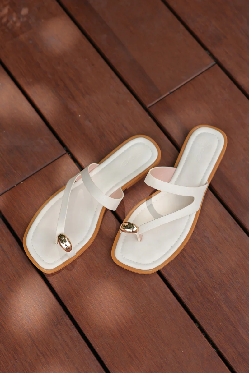 Zayra Asymmetrical Sliders in Cream - Image 4