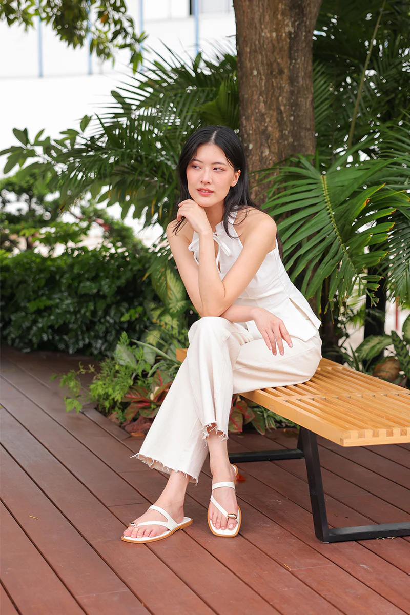 Zayra Asymmetrical Sliders in Cream - Image 6