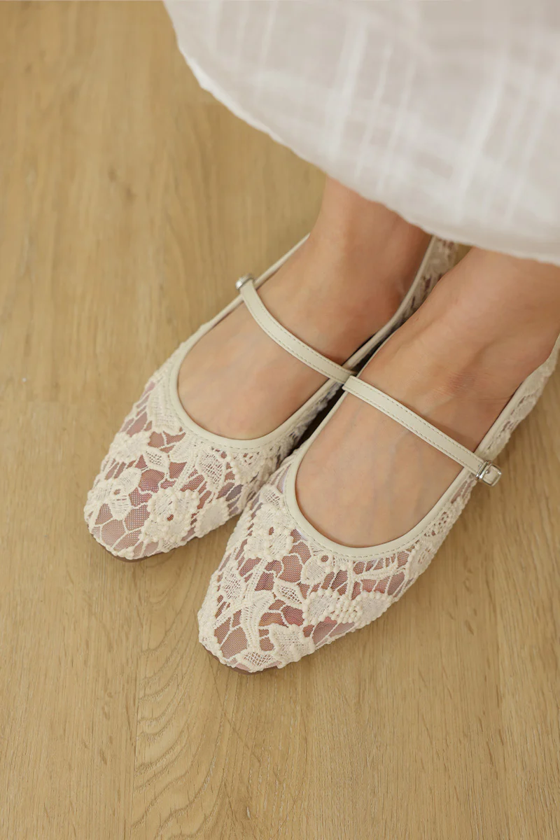 Zelya Maryjane Flats in Cream - Image 6