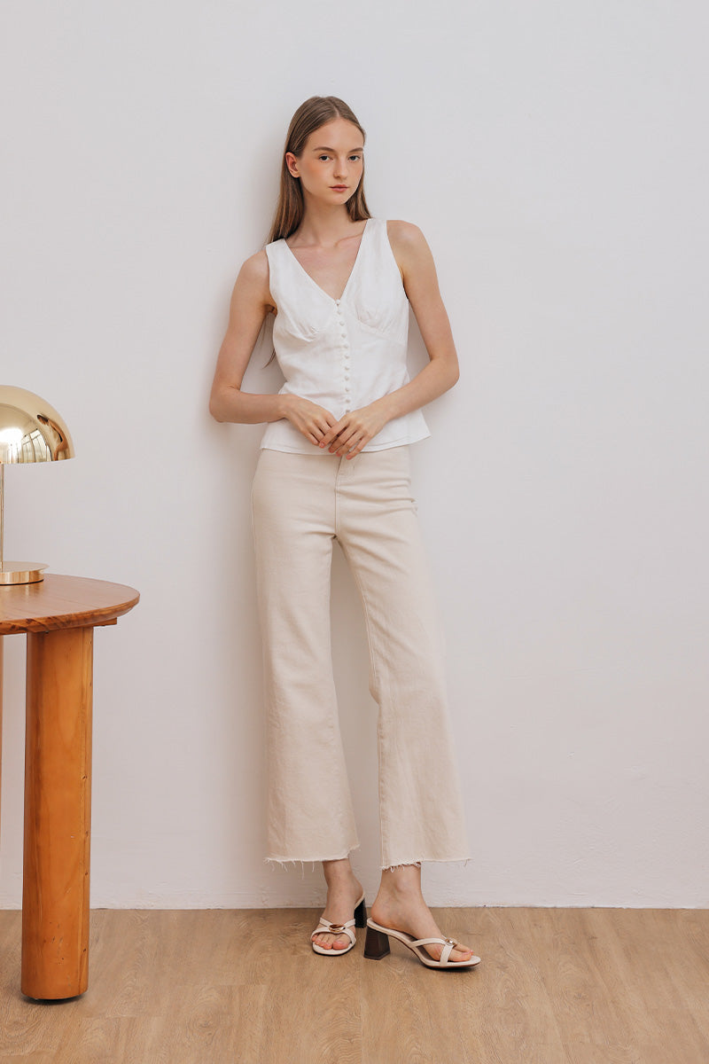Zora Block Heels in Cream Suede - Image 2