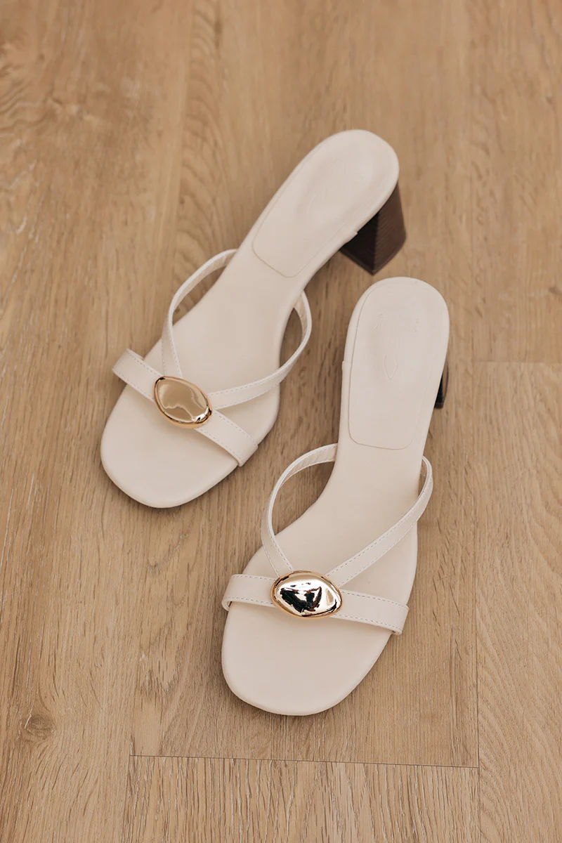 Zora Block Heels in Cream Suede - Image 3