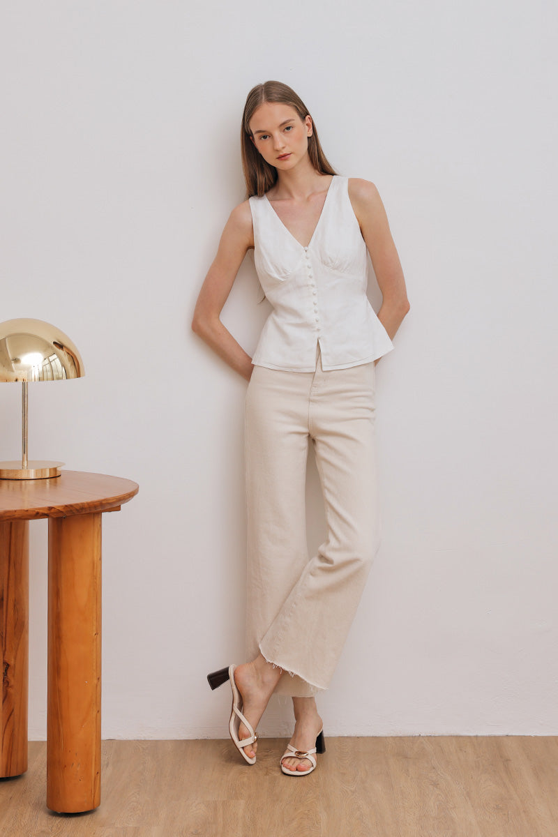 Zora Block Heels in Cream Suede - Image 4