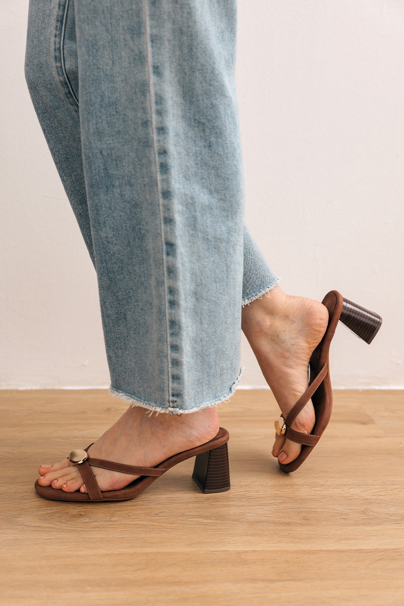 Zora Block Heels in Espresso Suede - Image 6